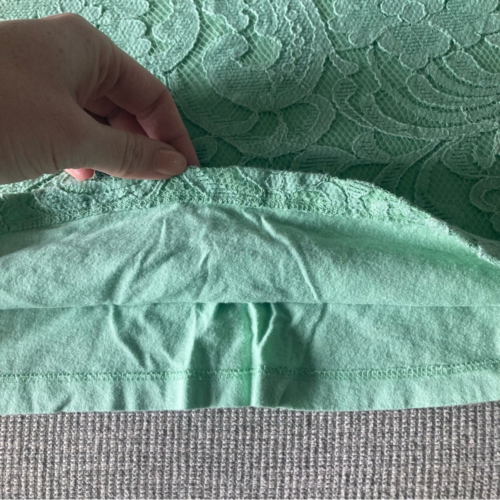 LOFT Mint Green Lace Front Cap Sleeve Shirt Blouse Size XS Petite - Picture 3 of 6